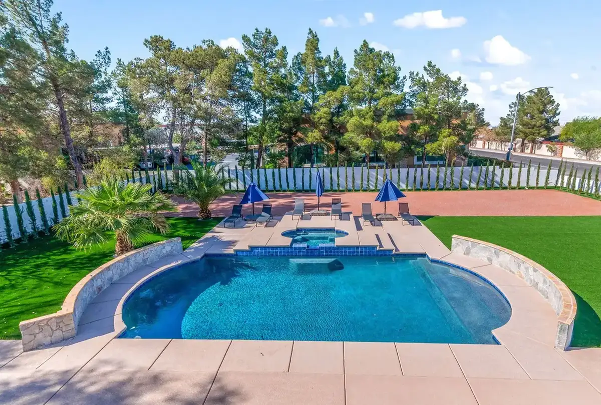 Tropical pool at luxury rehab